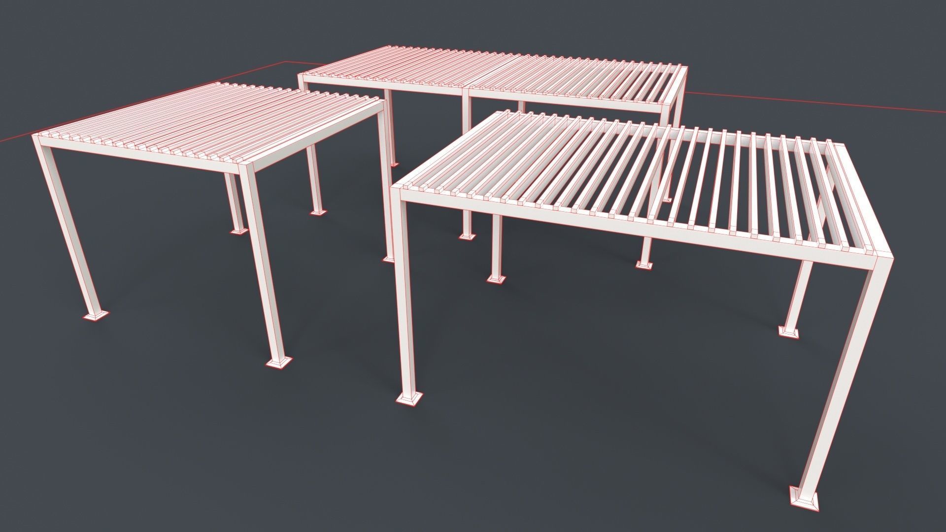 PBR Wooden Pergola Gazebo B3  Low-poly 3D model_23