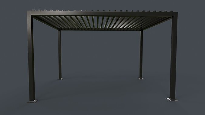 PBR Wooden Pergola Gazebo B3  Low-poly 3D model 5