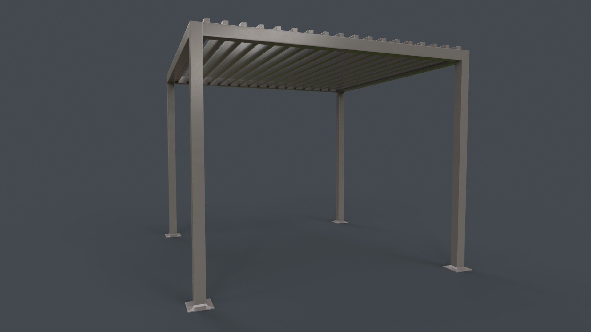 PBR Wooden Pergola Gazebo B3  Low-poly 3D model_16