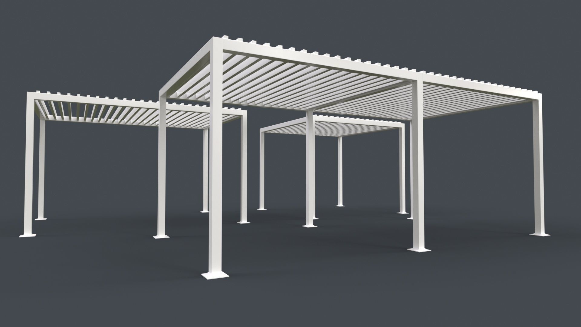 PBR Wooden Pergola Gazebo B3  Low-poly 3D model_19