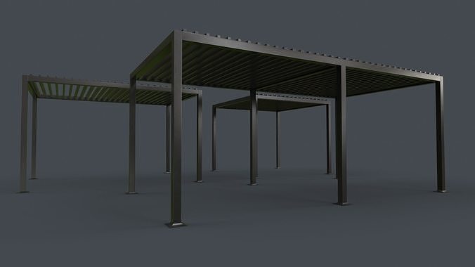 PBR Wooden Pergola Gazebo B3  Low-poly 3D model 3