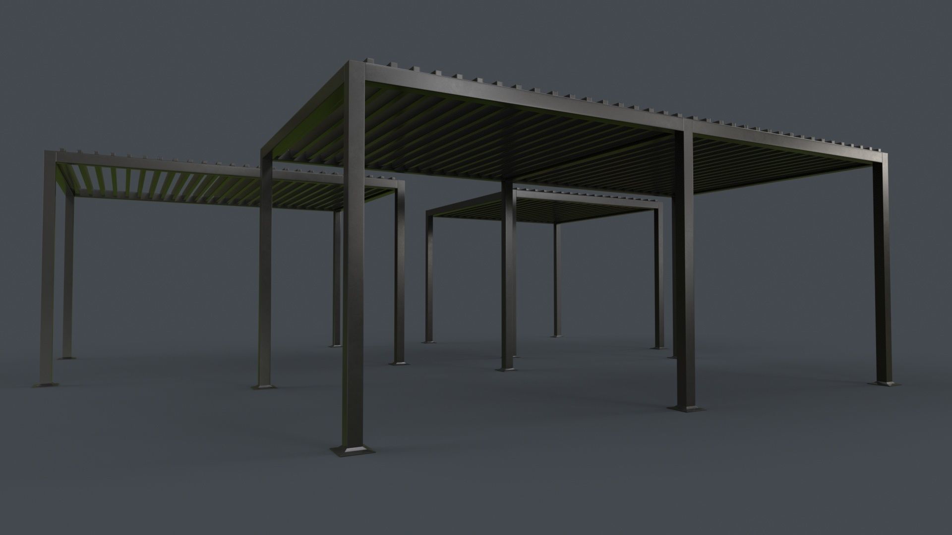 PBR Wooden Pergola Gazebo B3  Low-poly 3D model_5