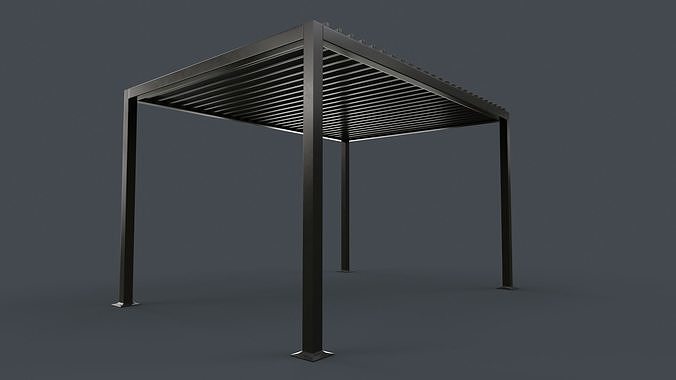 PBR Wooden Pergola Gazebo B3  Low-poly 3D model 6