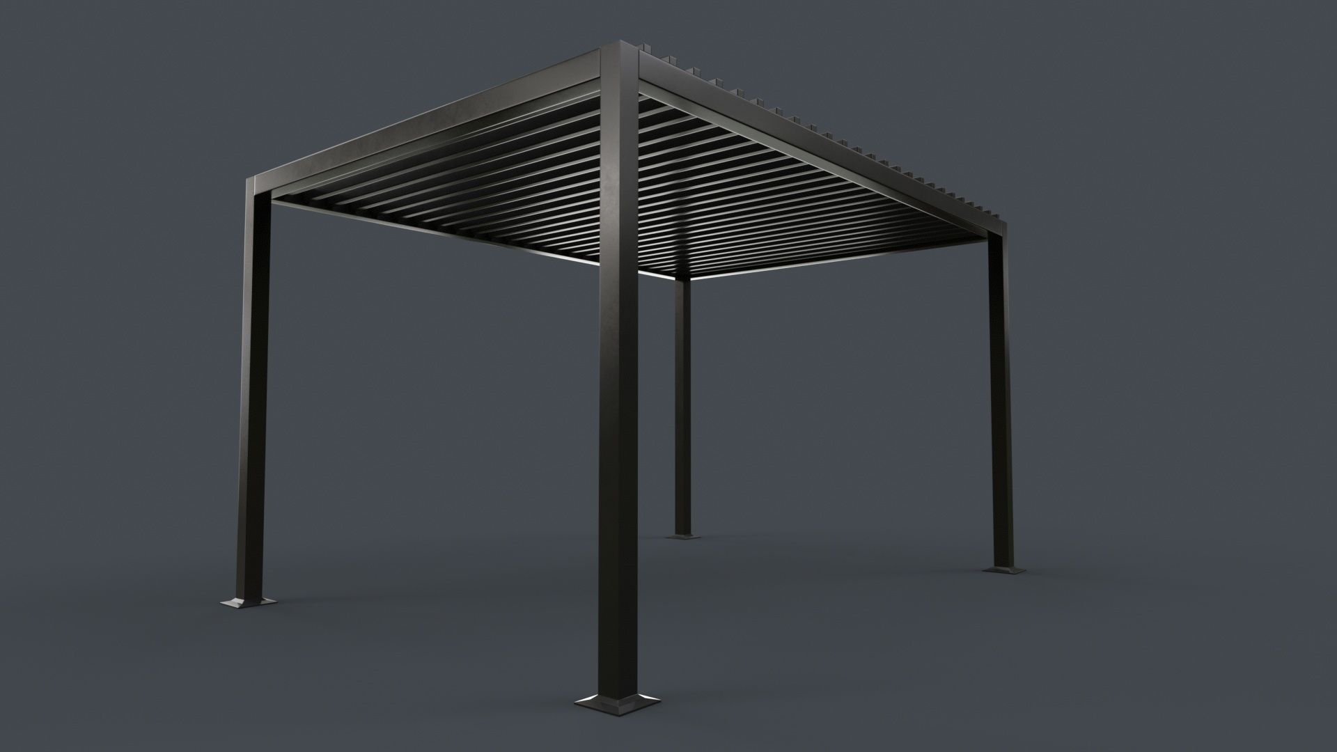 PBR Wooden Pergola Gazebo B3  Low-poly 3D model_8