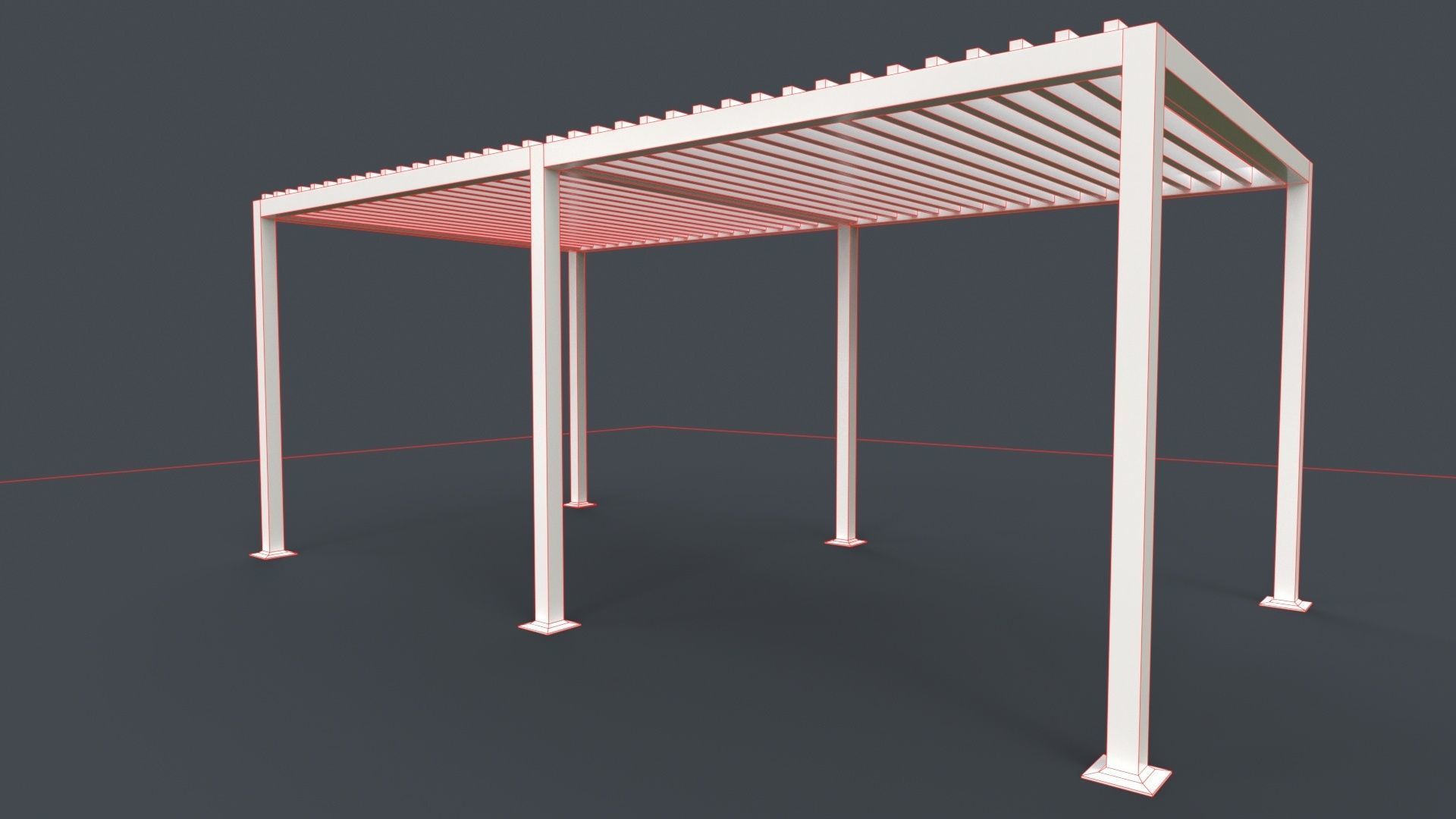 PBR Wooden Pergola Gazebo B3  Low-poly 3D model_27