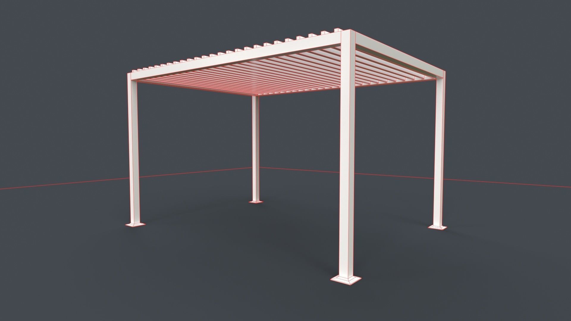 PBR Wooden Pergola Gazebo B3  Low-poly 3D model_26