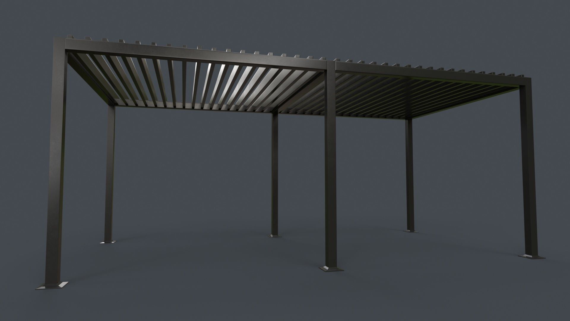 PBR Wooden Pergola Gazebo B3  Low-poly 3D model_11