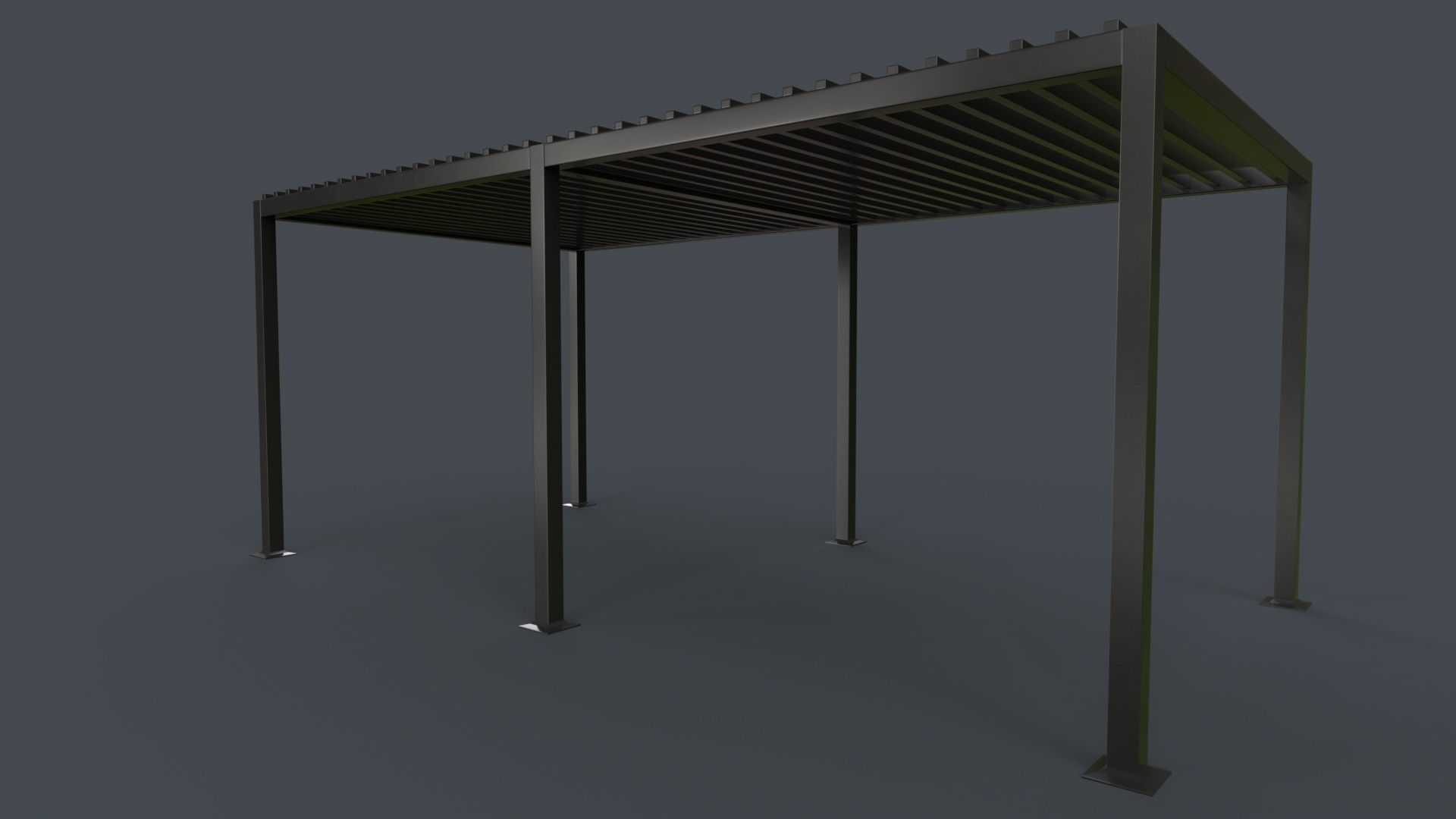 PBR Wooden Pergola Gazebo B3  Low-poly 3D model_14