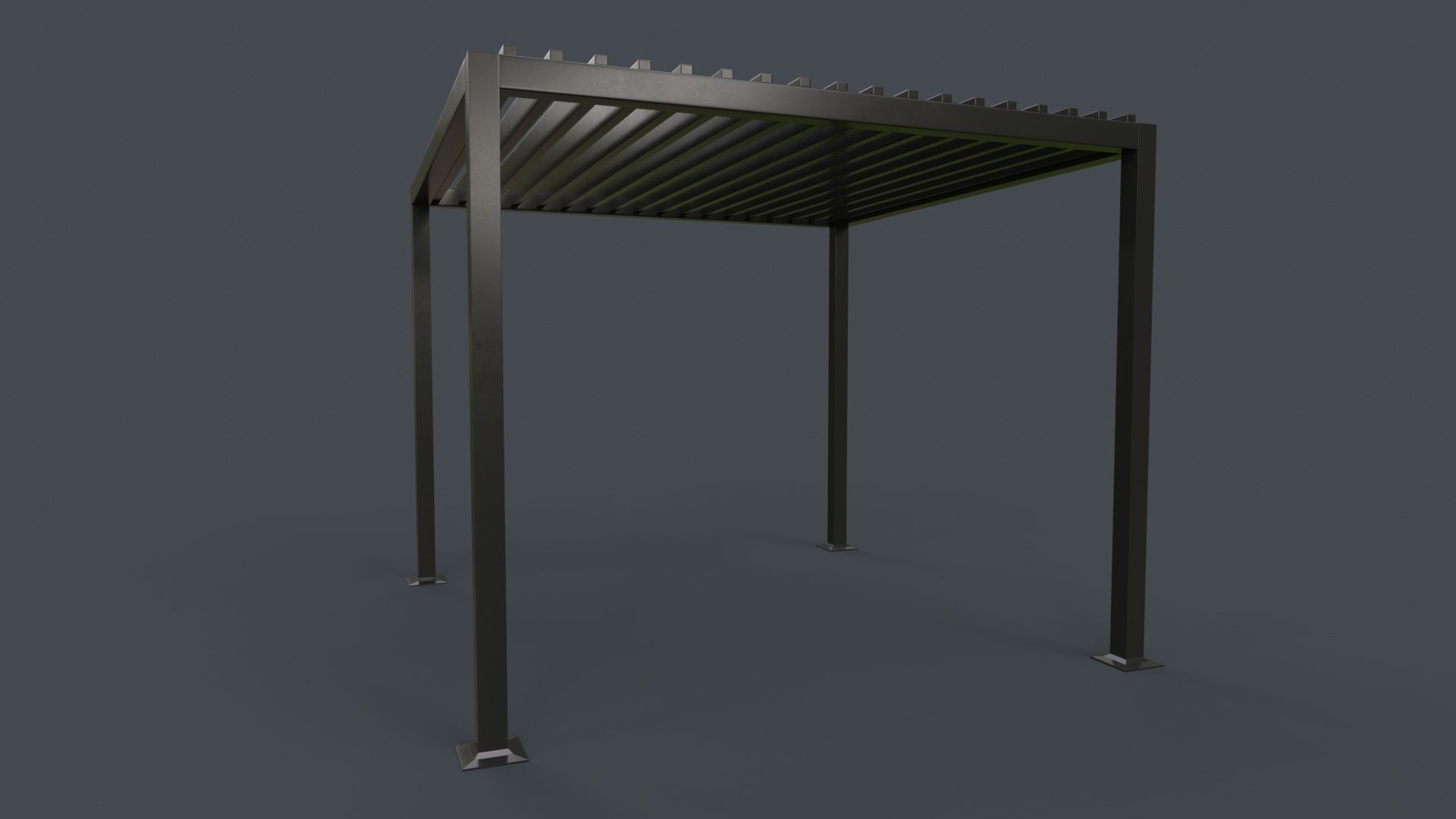 PBR Wooden Pergola Gazebo B3  Low-poly 3D model_15