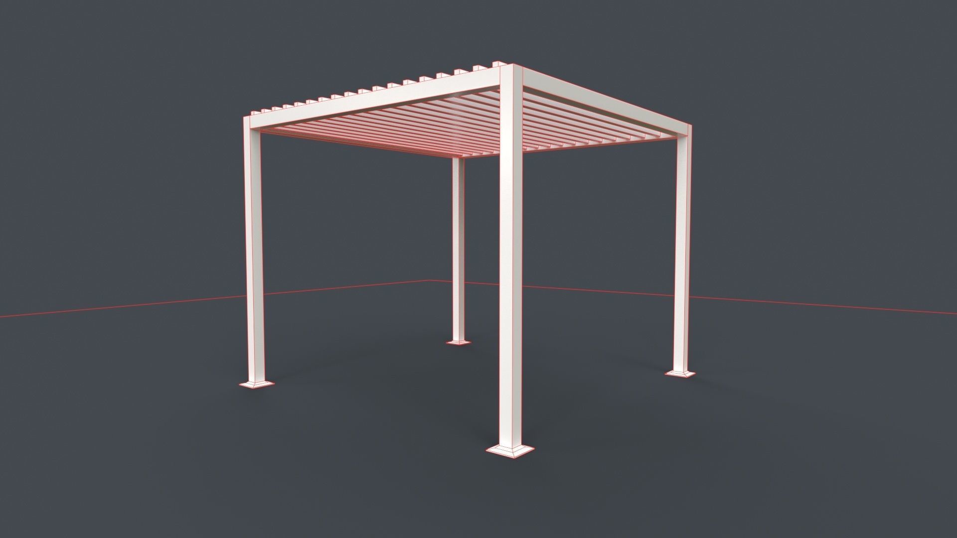 PBR Wooden Pergola Gazebo B3  Low-poly 3D model_25