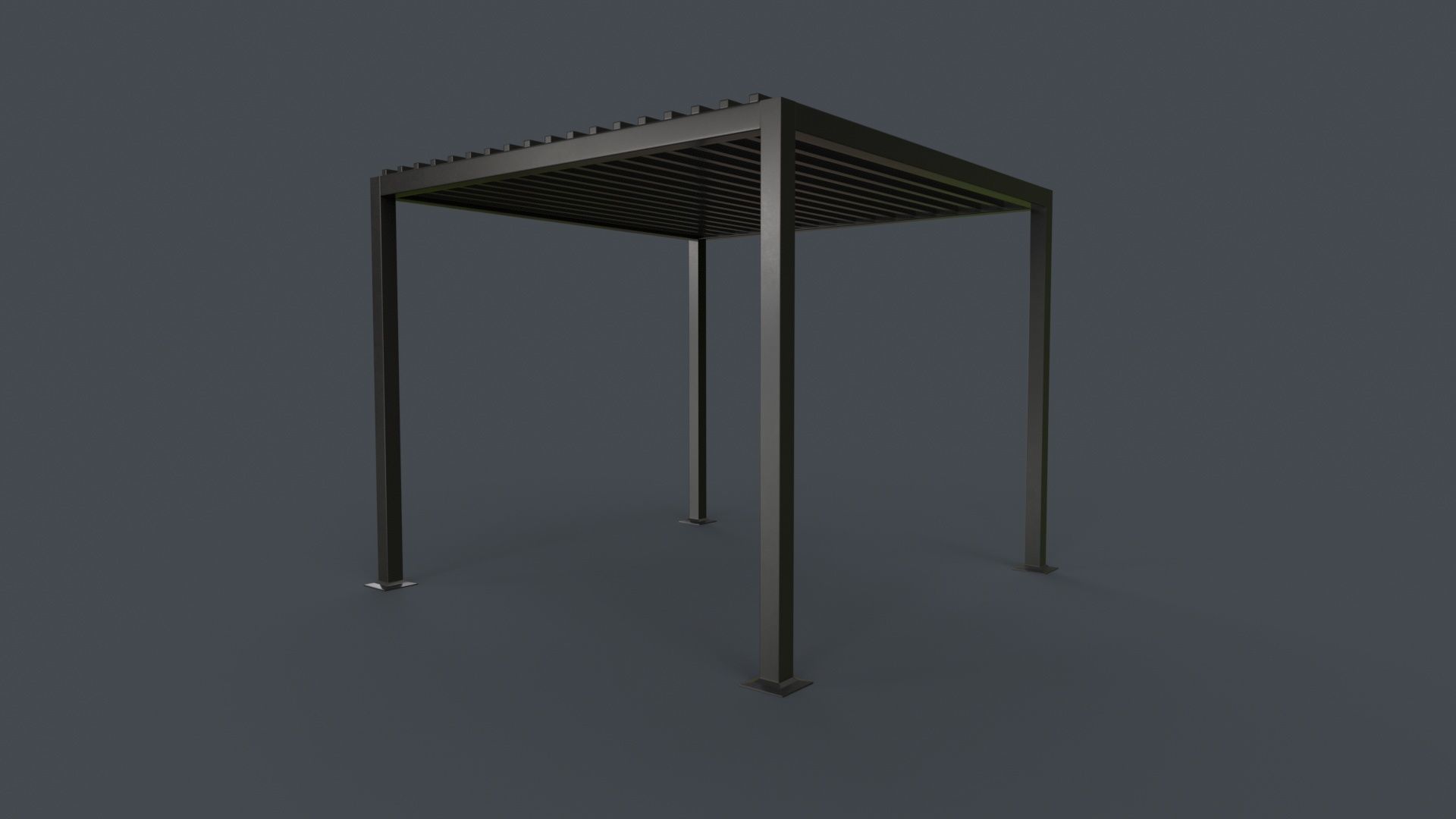 PBR Wooden Pergola Gazebo B3  Low-poly 3D model_12