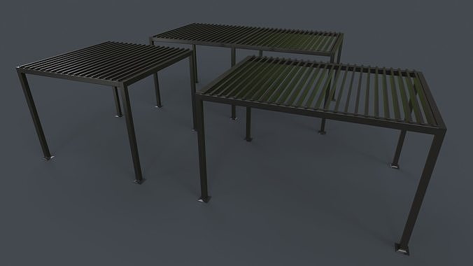 PBR Wooden Pergola Gazebo B3  Low-poly 3D model 2