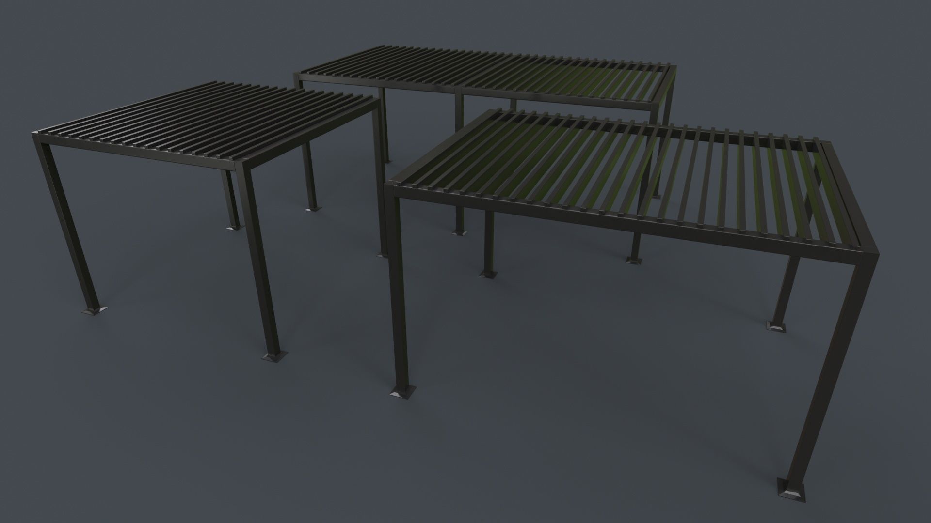 PBR Wooden Pergola Gazebo B3  Low-poly 3D model_4