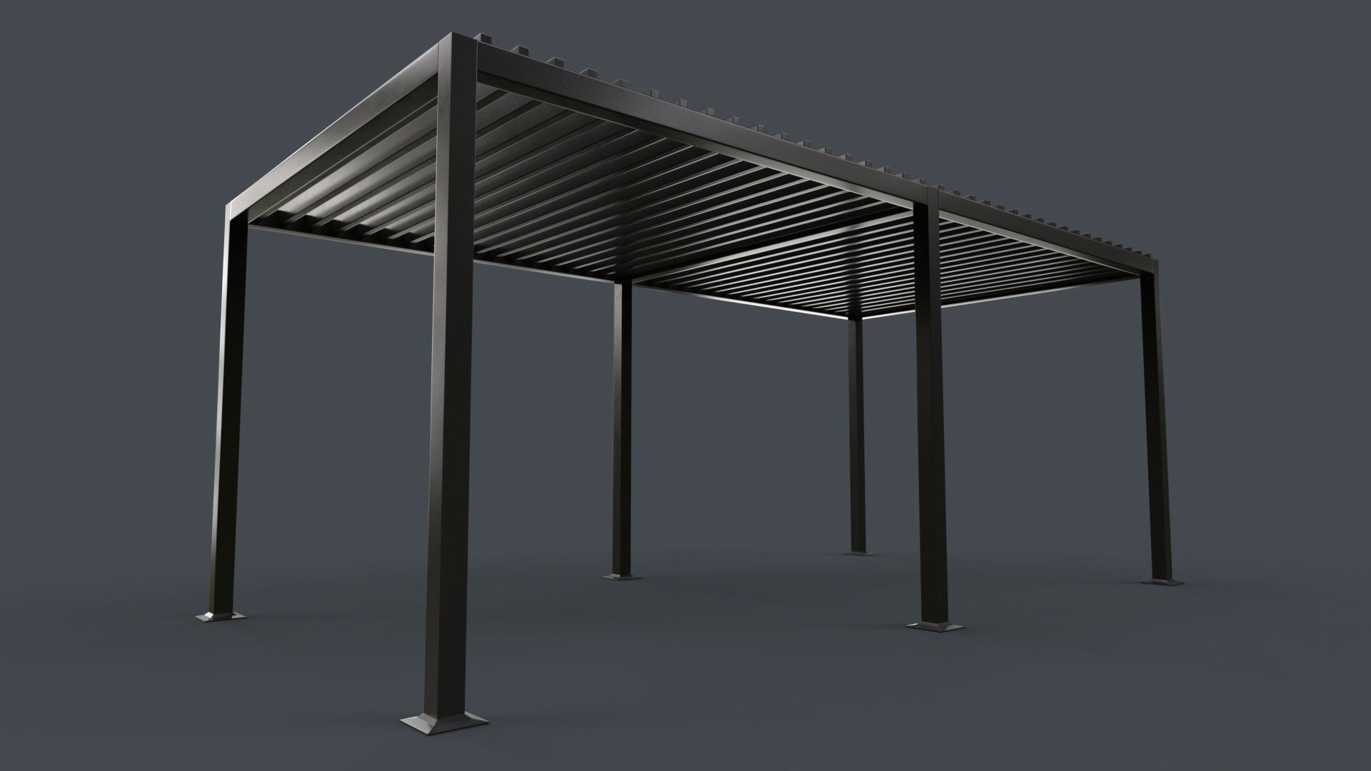 PBR Wooden Pergola Gazebo B3  Low-poly 3D model_9