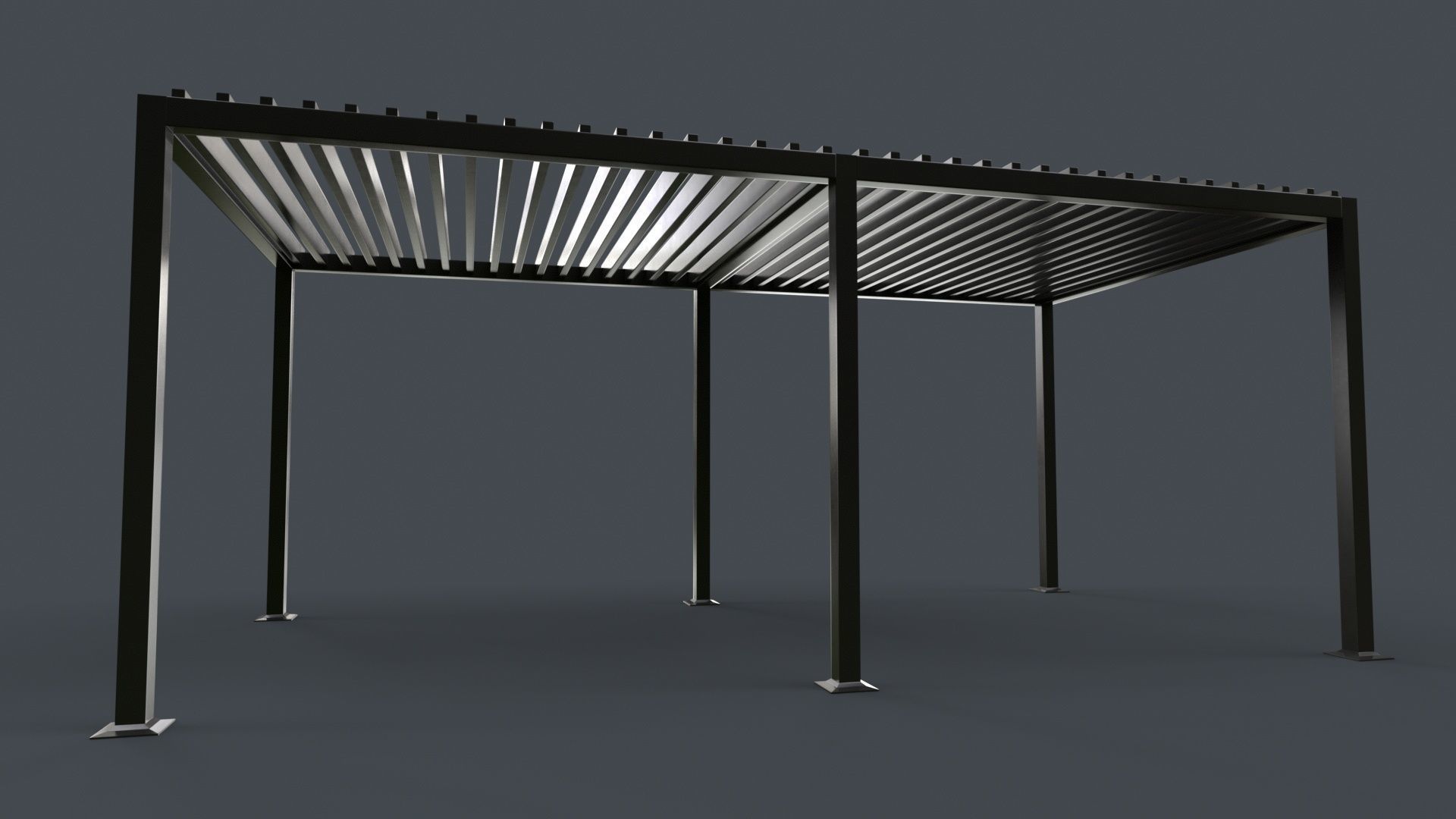 PBR Wooden Pergola Gazebo B3  Low-poly 3D model_10