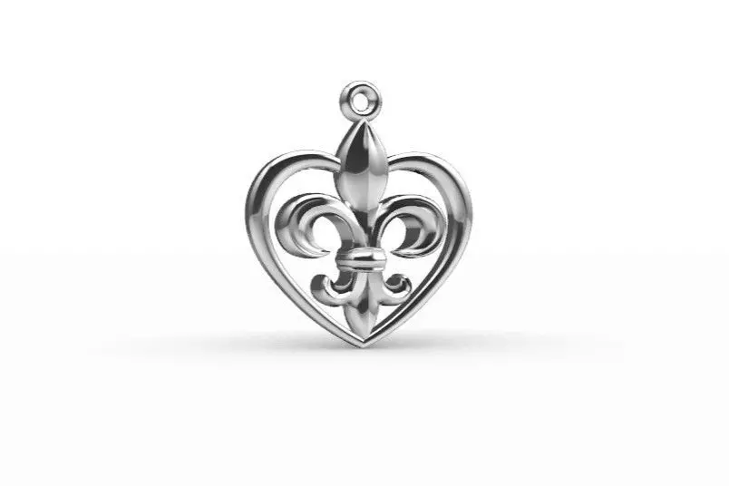 Fleur-de-Lis heart charm 3D print model