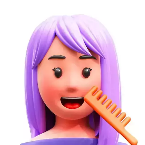 Girl Combed Hair 3D Icon