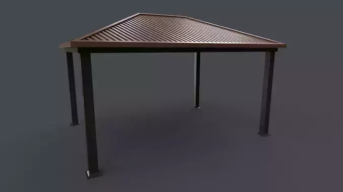 PBR Wooden Pergola Gazebo B4 Low-poly 3D model