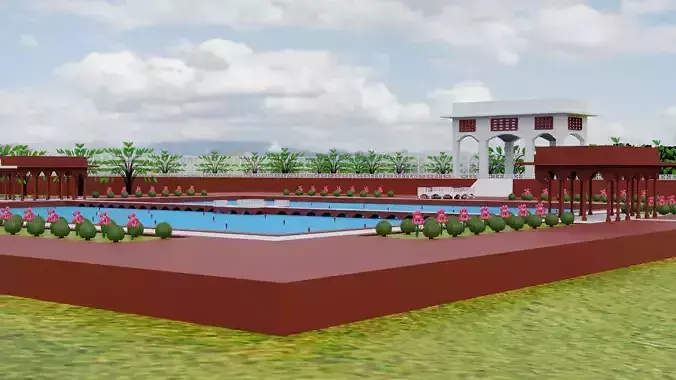 low poly garden 3d envirement