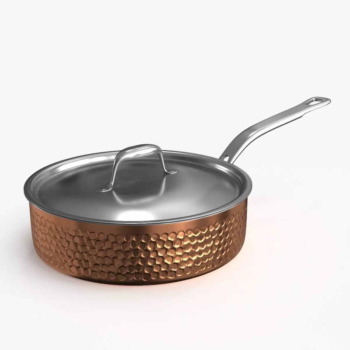 Stainless Steel Cookware Pan v2 Low-poly 3D model_0
