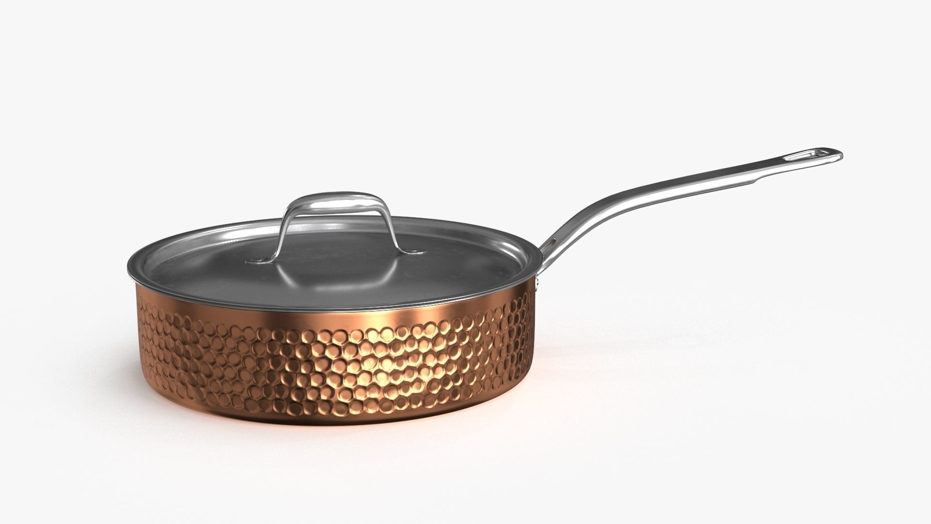 Stainless Steel Cookware Pan v2 Low-poly 3D model_2