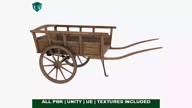  Vintage Wooden Cart11 All PBR Unity UE Textures Included Low-poly 3D model