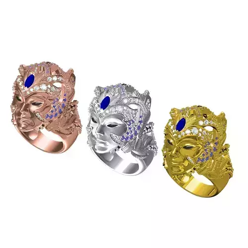 Magerit Crystal Ethinic Gothic Ring  3D print model Magerit Crystal Ethinic Gothic Ring  3D print model