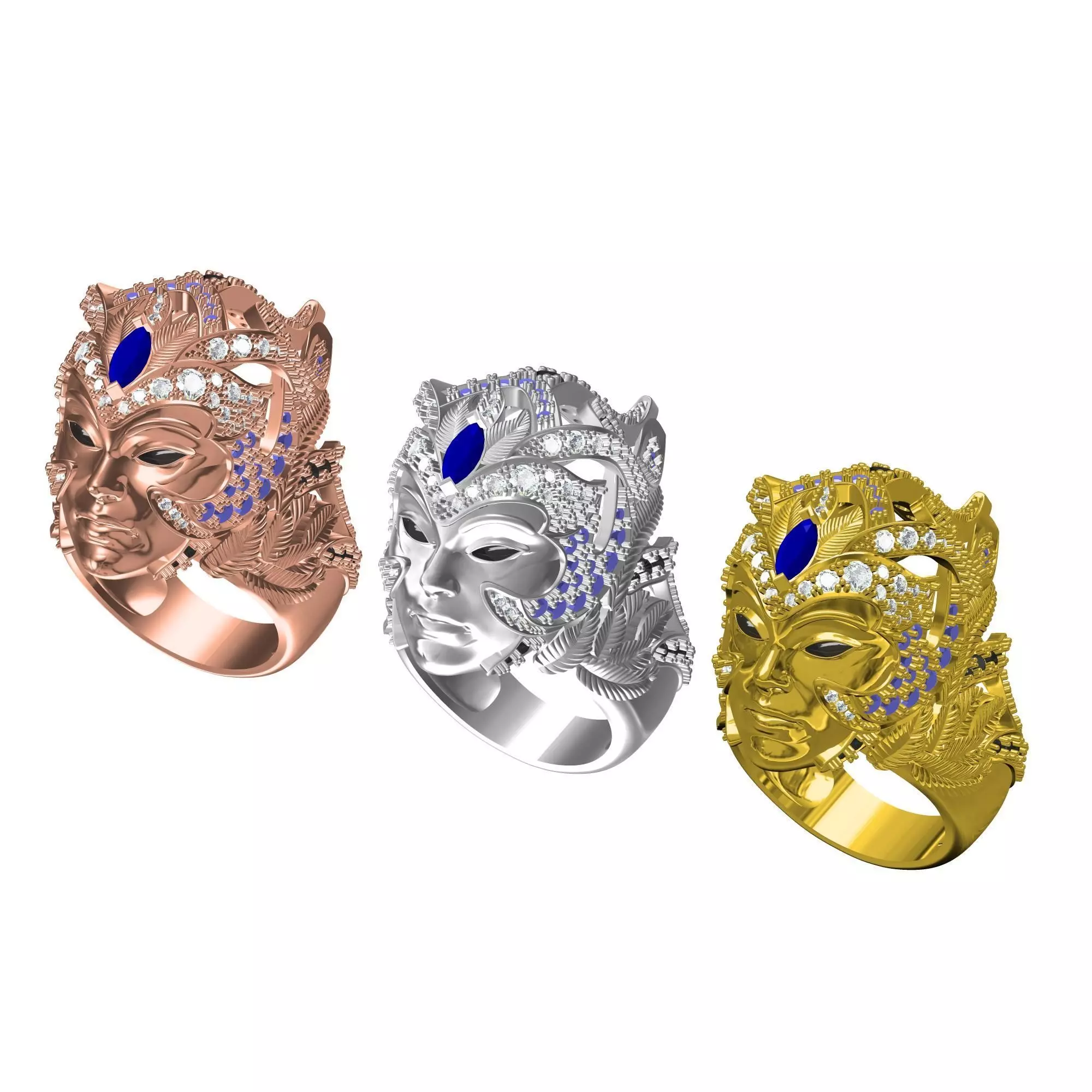 Magerit Crystal Ethinic Gothic Ring  3D print model_0