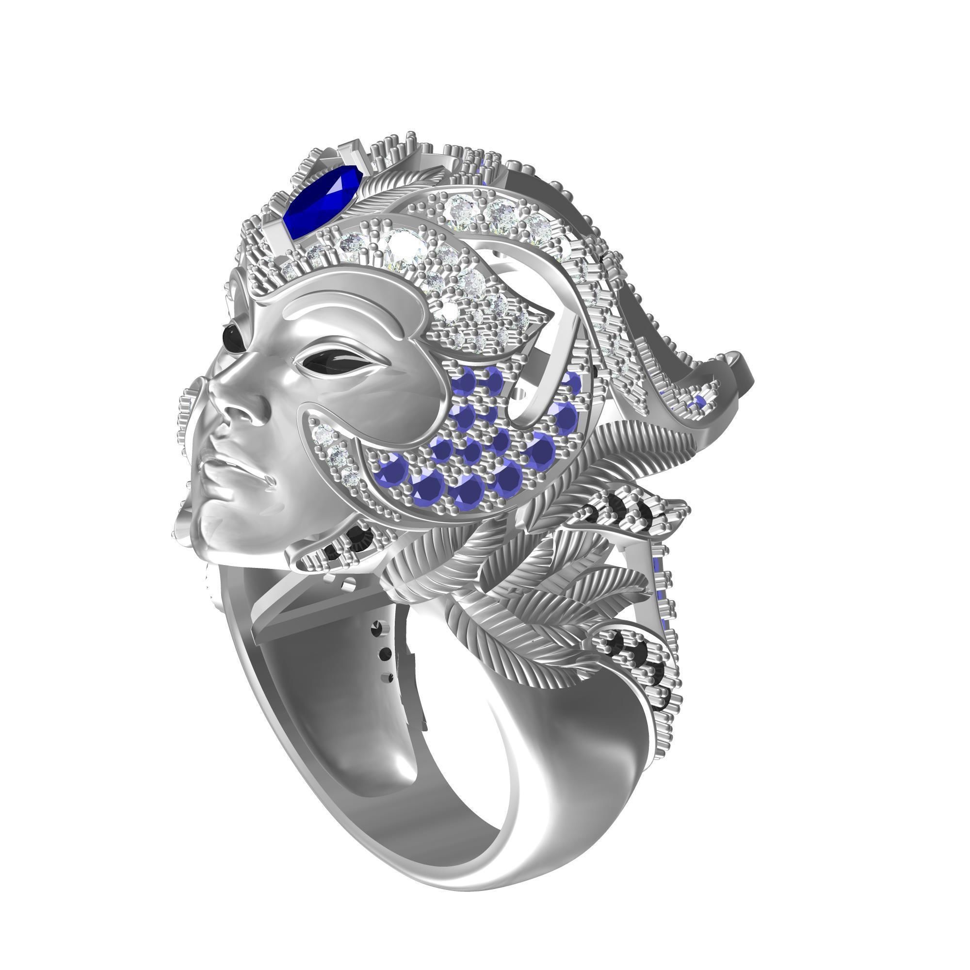 Magerit Crystal Ethinic Gothic Ring  3D print model_1