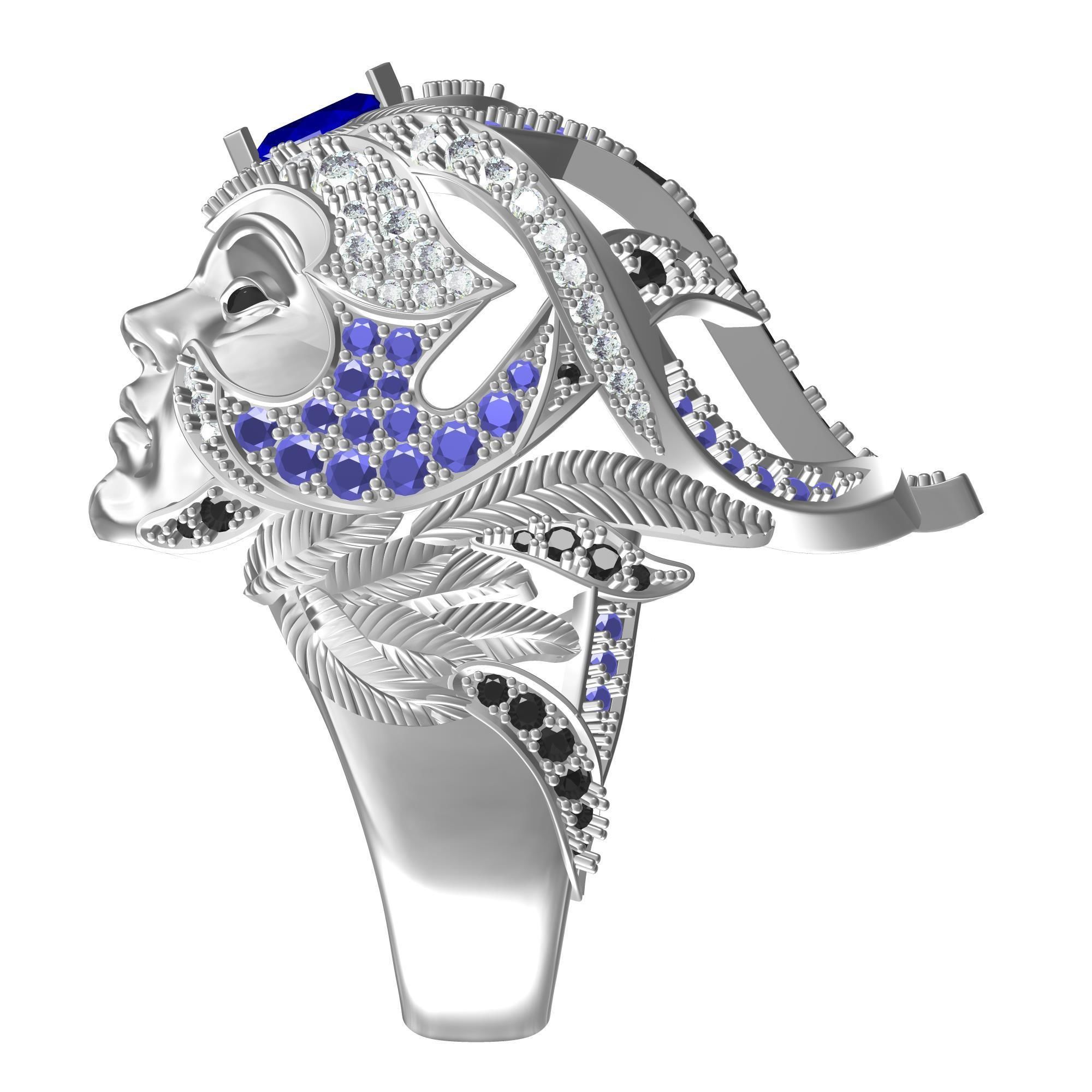 Magerit Crystal Ethinic Gothic Ring  3D print model_6