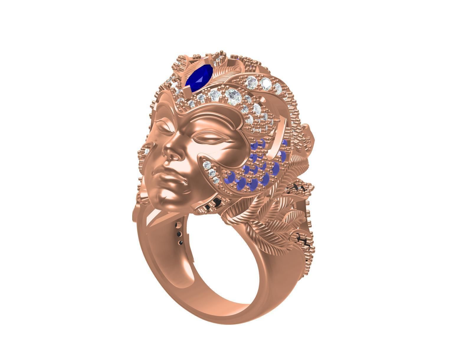 Magerit Crystal Ethinic Gothic Ring  3D print model_9