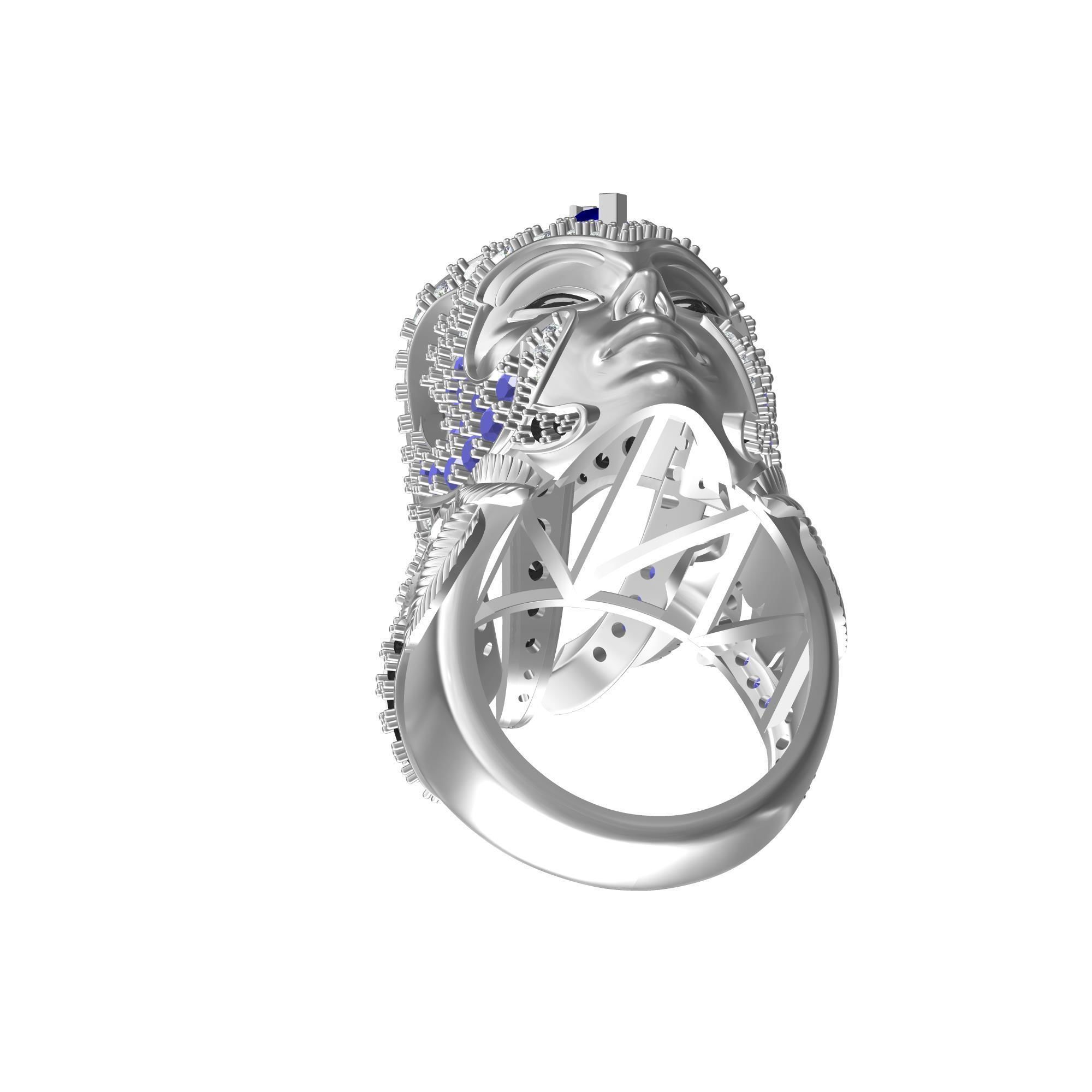 Magerit Crystal Ethinic Gothic Ring  3D print model_2