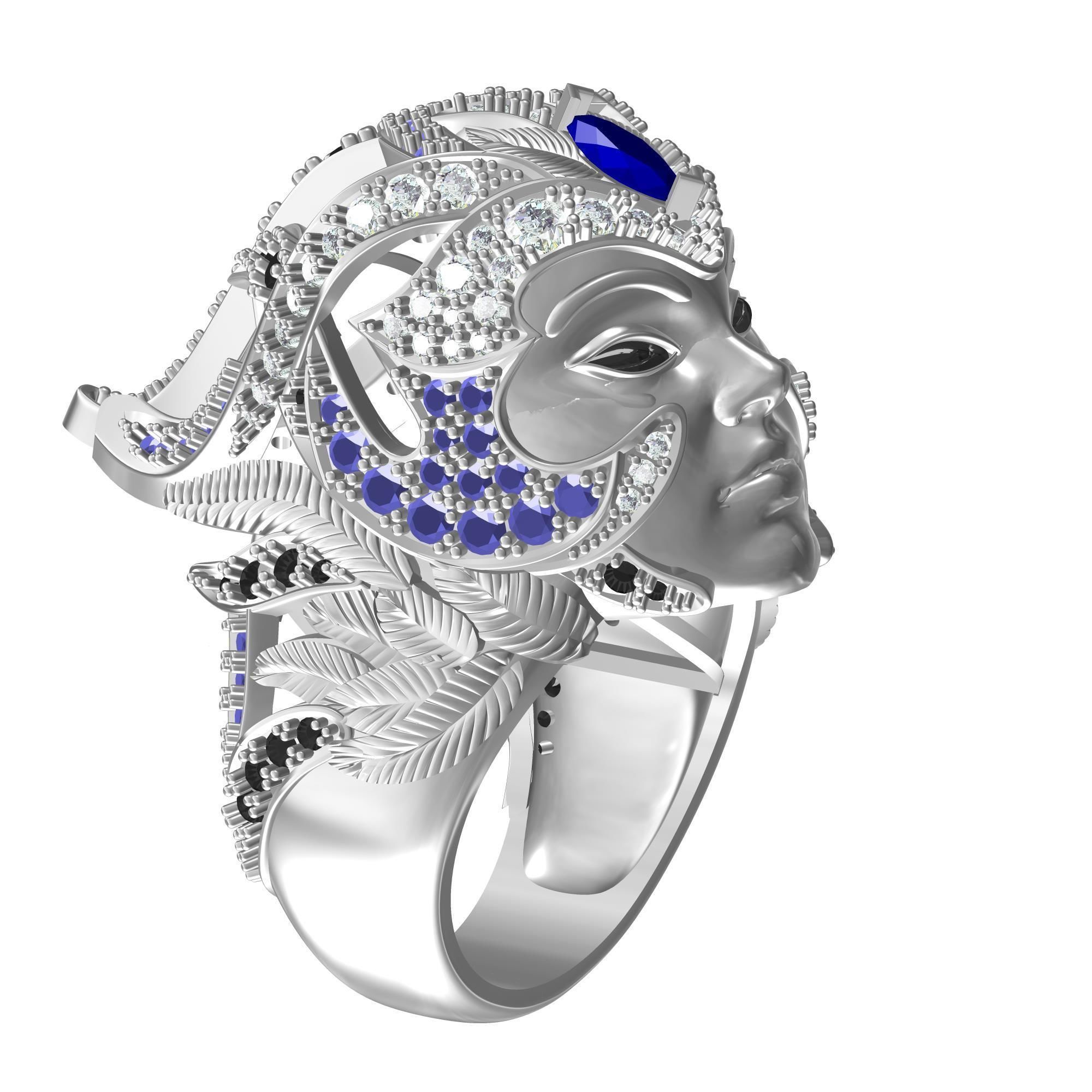 Magerit Crystal Ethinic Gothic Ring  3D print model_3