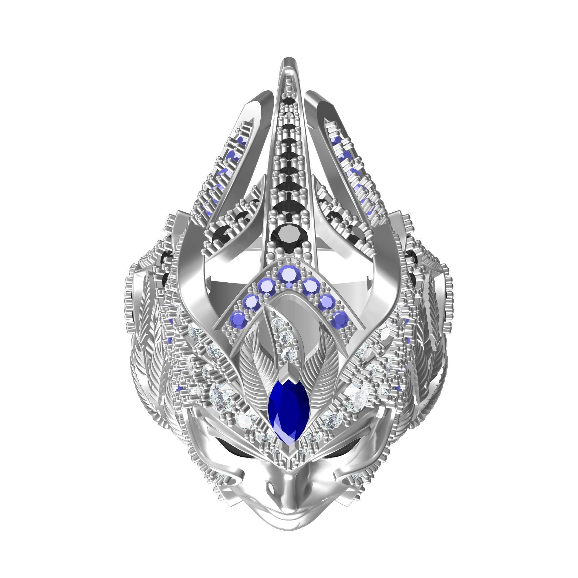 Magerit Crystal Ethinic Gothic Ring  3D print model_5