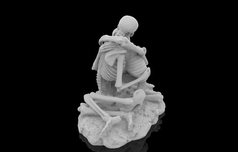 Kissing Skeletons Statue 3D print model_4