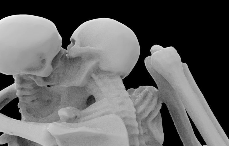 Kissing Skeletons Statue 3D print model_9