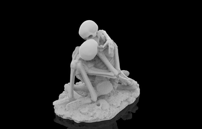 Kissing Skeletons Statue 3D print model_7