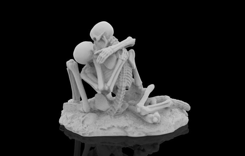 Kissing Skeletons Statue 3D print model_6