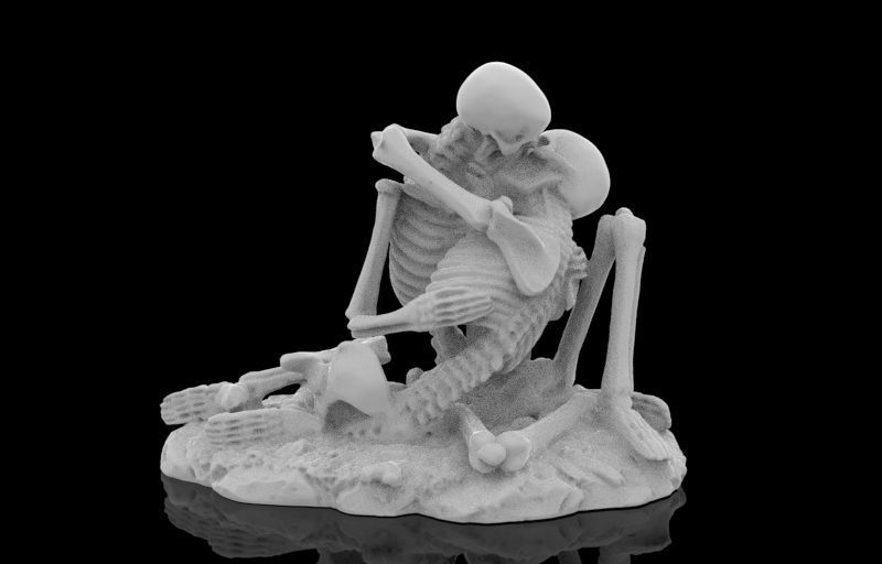 Kissing Skeletons Statue 3D print model_2