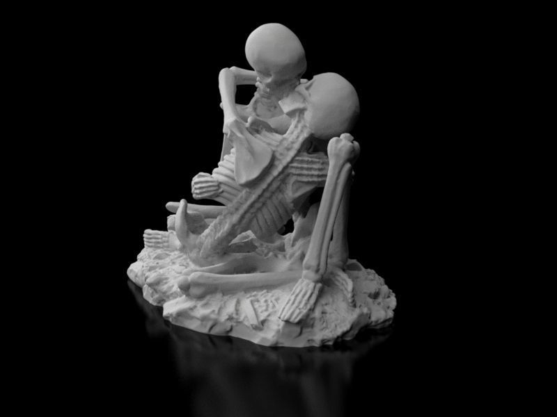 Kissing Skeletons Statue 3D print model_1