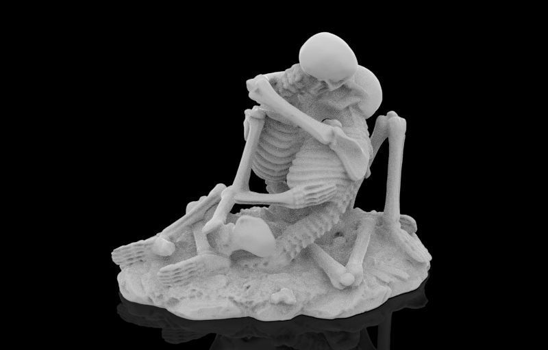Kissing Skeletons Statue 3D print model_3