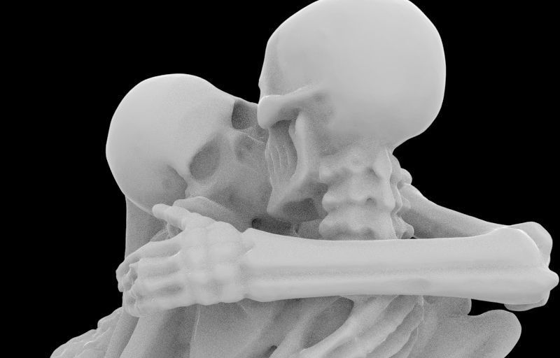 Kissing Skeletons Statue 3D print model_10