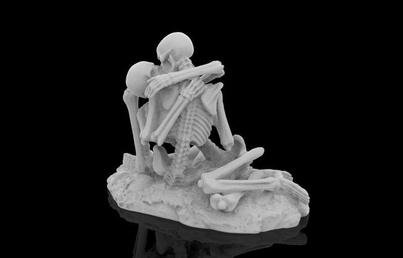 Kissing Skeletons Statue 3D print model_5