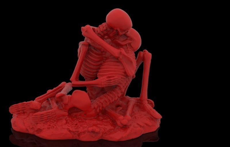 Kissing Skeletons Statue 3D print model_12