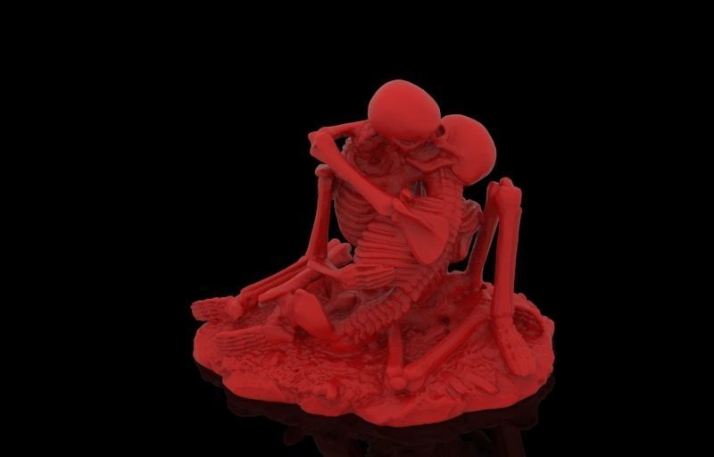 Kissing Skeletons Statue 3D print model_11