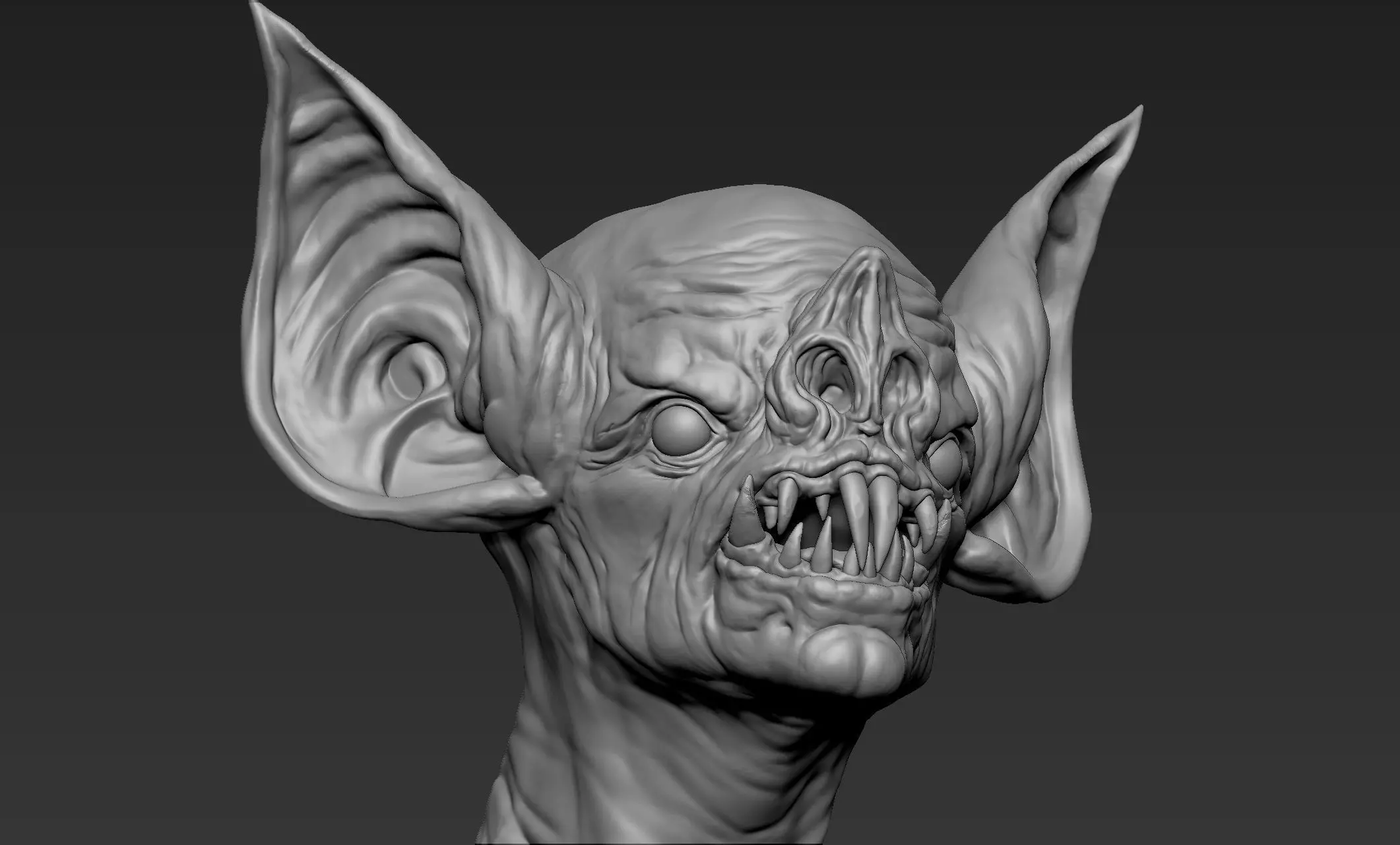 Bat Creature Bust 3D model_0