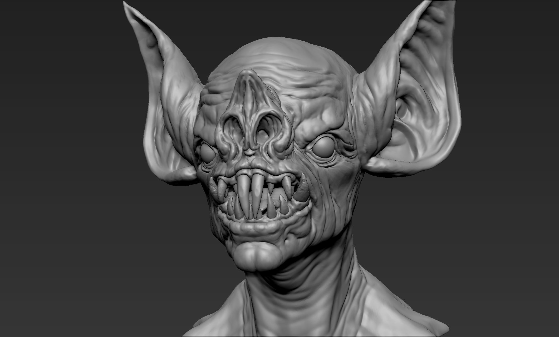 Bat Creature Bust 3D model_1