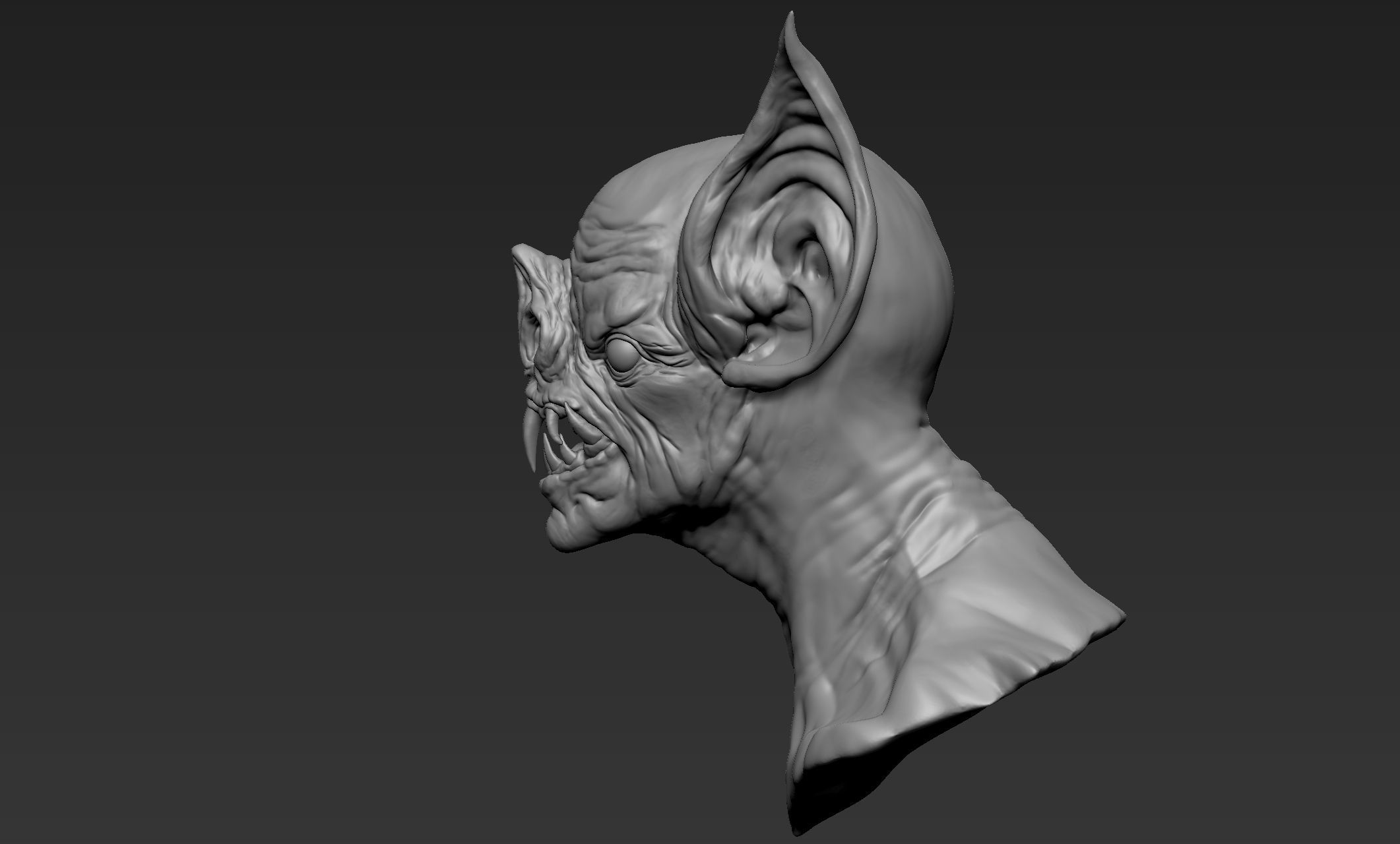 Bat Creature Bust 3D model_5