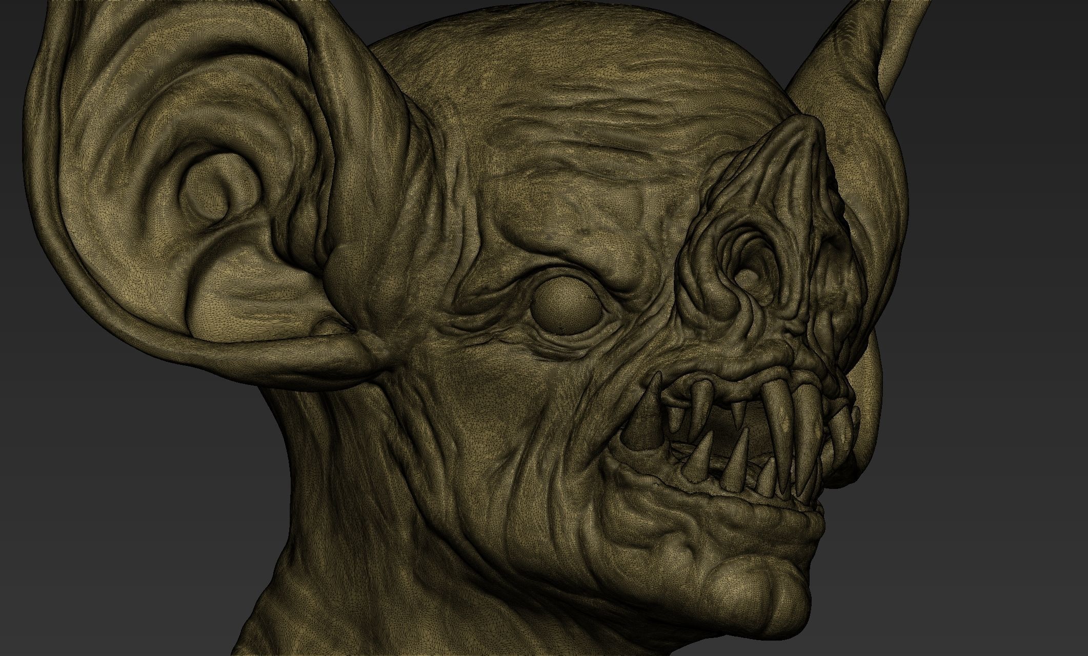 Bat Creature Bust 3D model_12