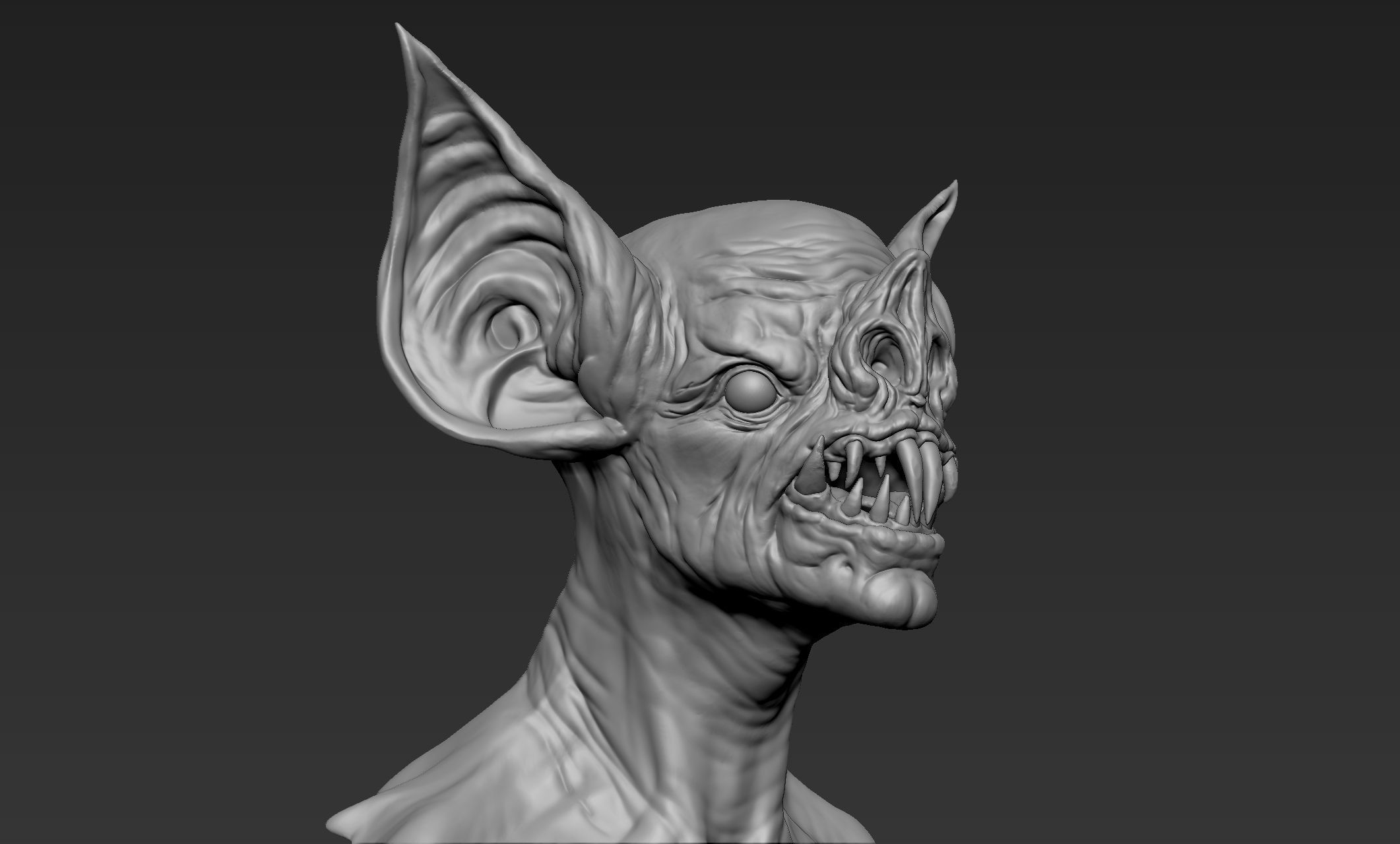 Bat Creature Bust 3D model_2